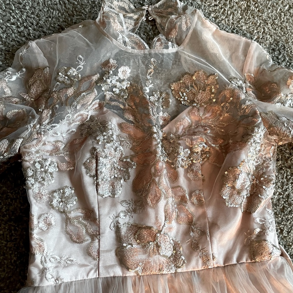Chi Chi London Sequin and Chiffon Dress - Pink